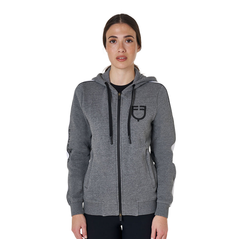 Women's hooded sweatshirt with front zip GREY MELANGE