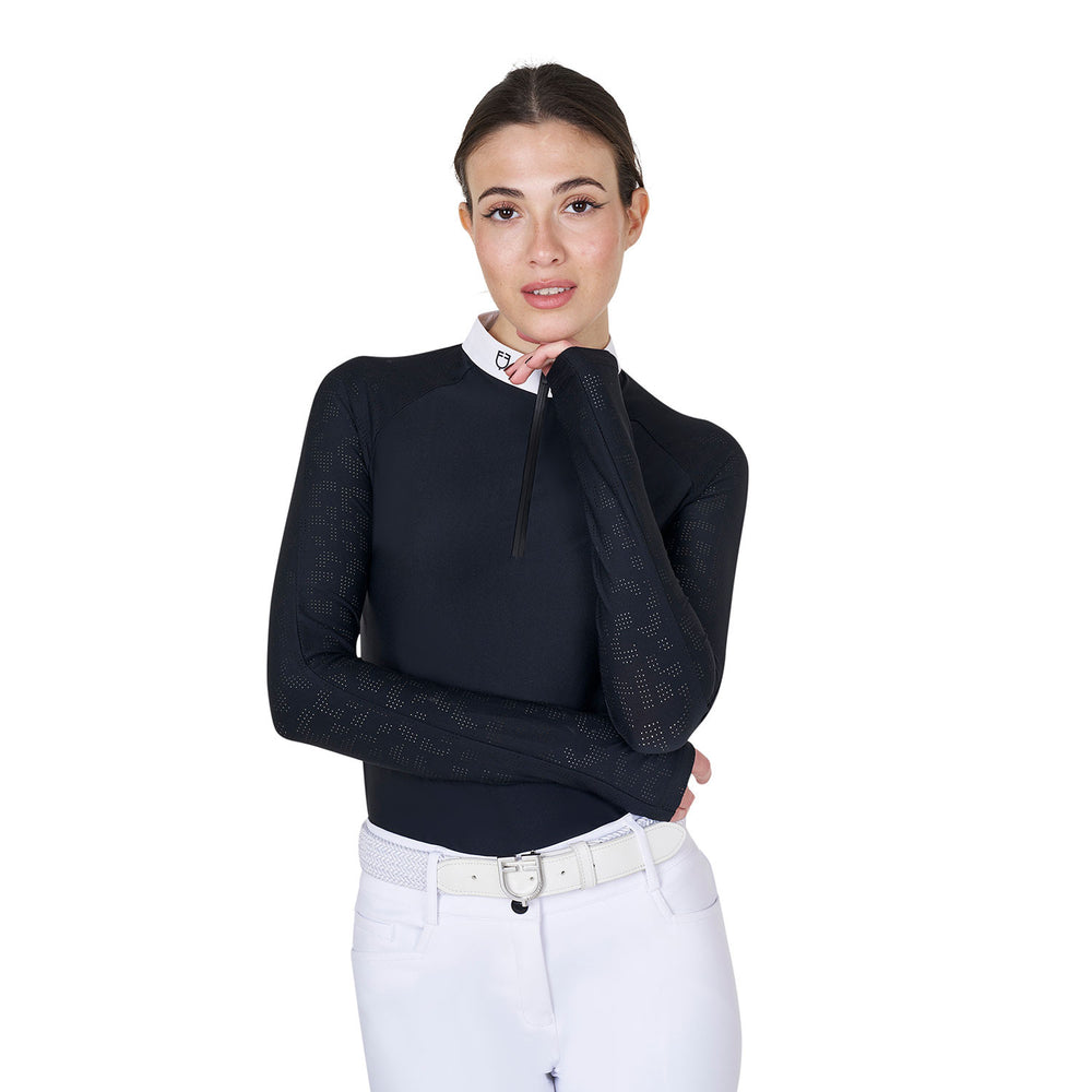 Women's slim fit competition polo shirt with  BLACK