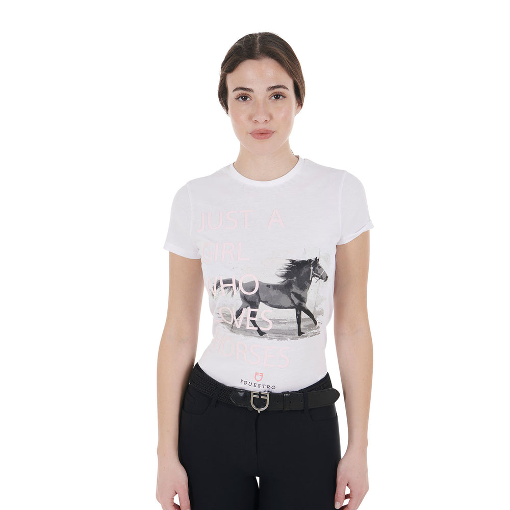Women's Horse Lover cotton T-shirt WHITE