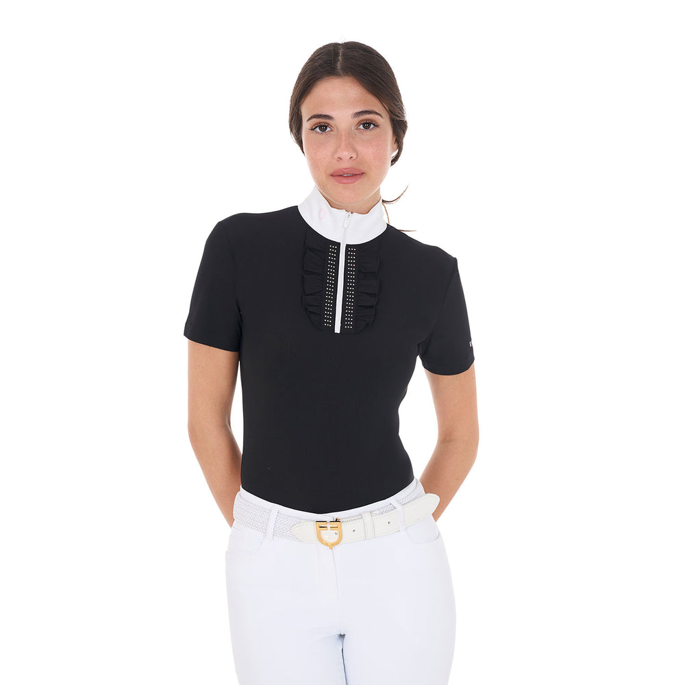 Women's slim fit competition polo shirt with  BLACK/ BALLERINA (13-2807)