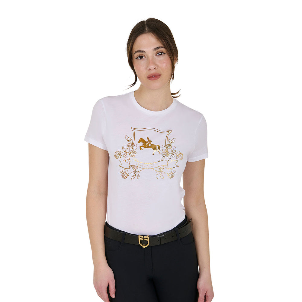 Women's Lamina Horse Club cotton T-shirt WHITE
