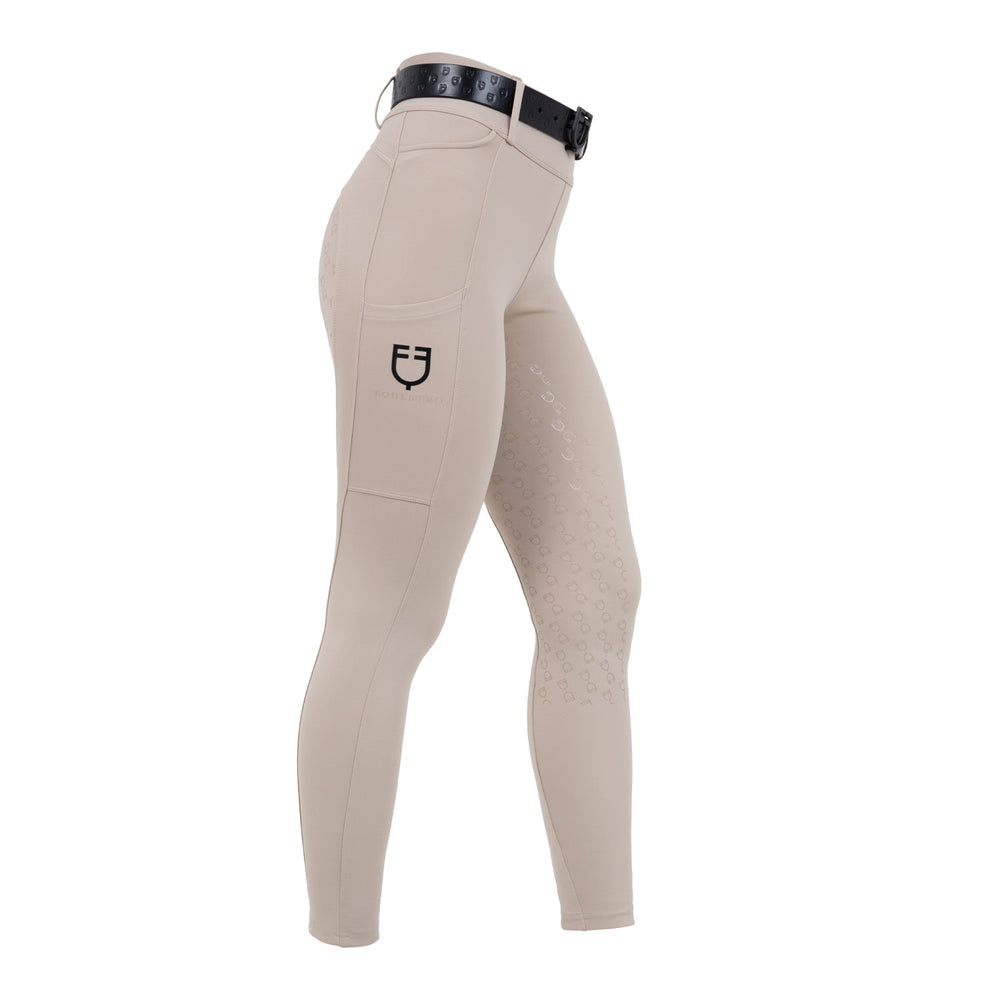 Women's high-waisted leggings with belt loops OXFORD TAN (15-1306)