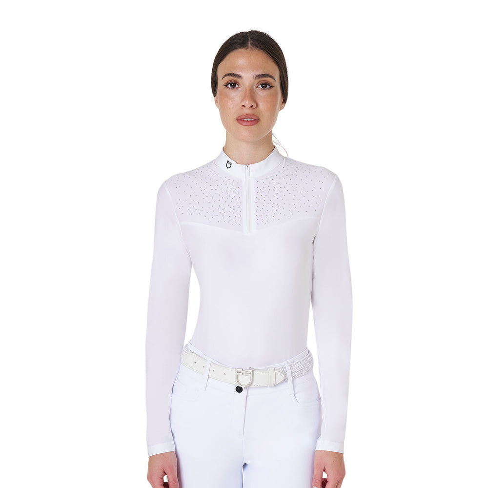 Women's long-sleeved competition polo shirt w WHITE