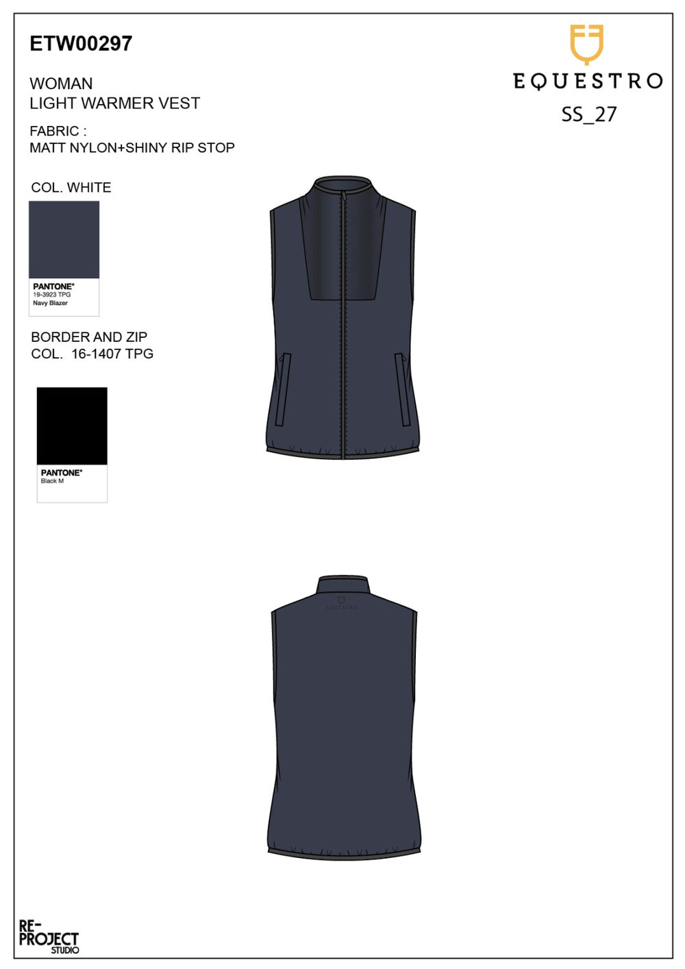 Women's vest Foldable line NAVY BLAZER (19-3923)