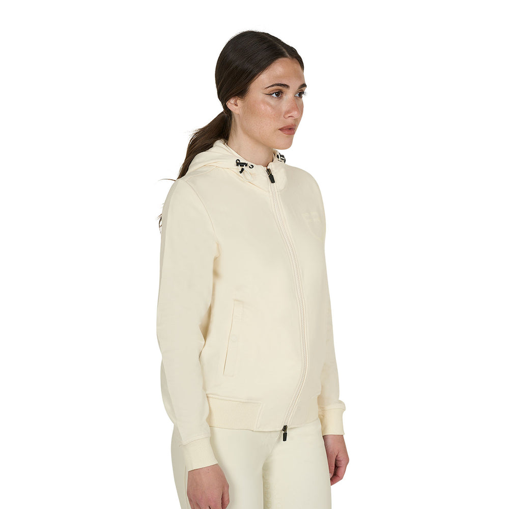 Women's sweatshirt with adjustable hood and z ANTIQUE WHITE (11-0105)