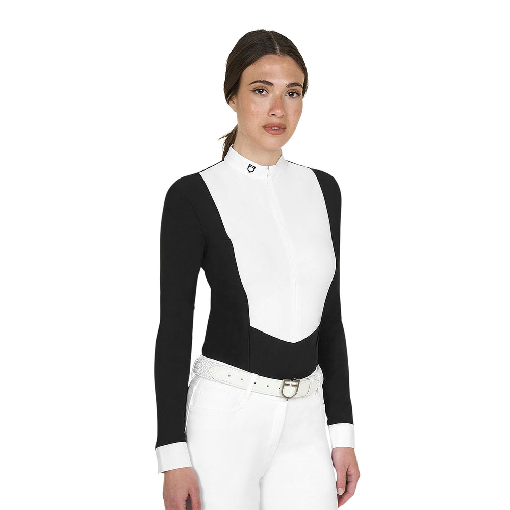 Women's long-sleeved competition polo shirt w BLACK
