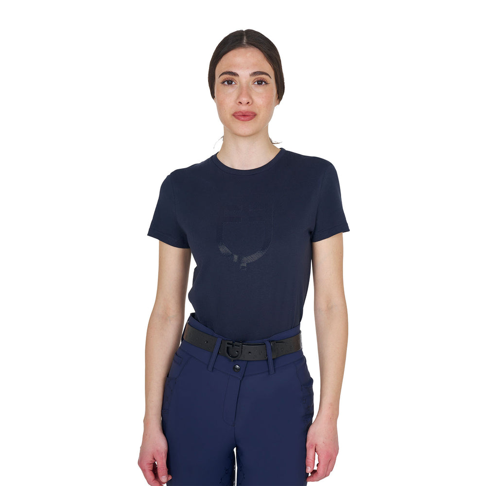 Women's basic T-shirt with tone-on-tone gloss NAVY