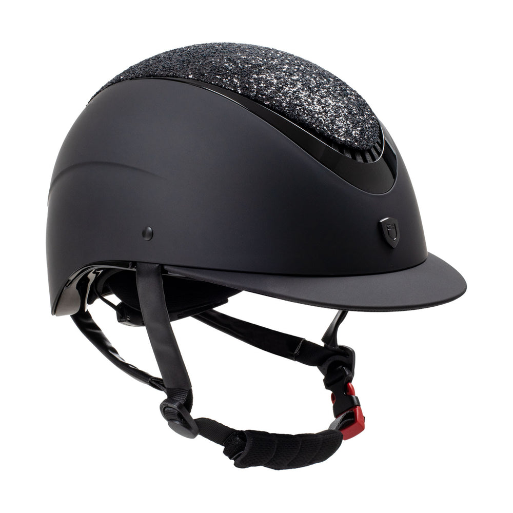 Narrow visor helmet with rhinestones EN 1384- BLACK/BLACK SHINY