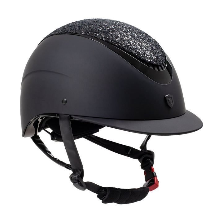 Narrow visor helmet with rhinestones EN 1384- BLACK/BLACK SHINY