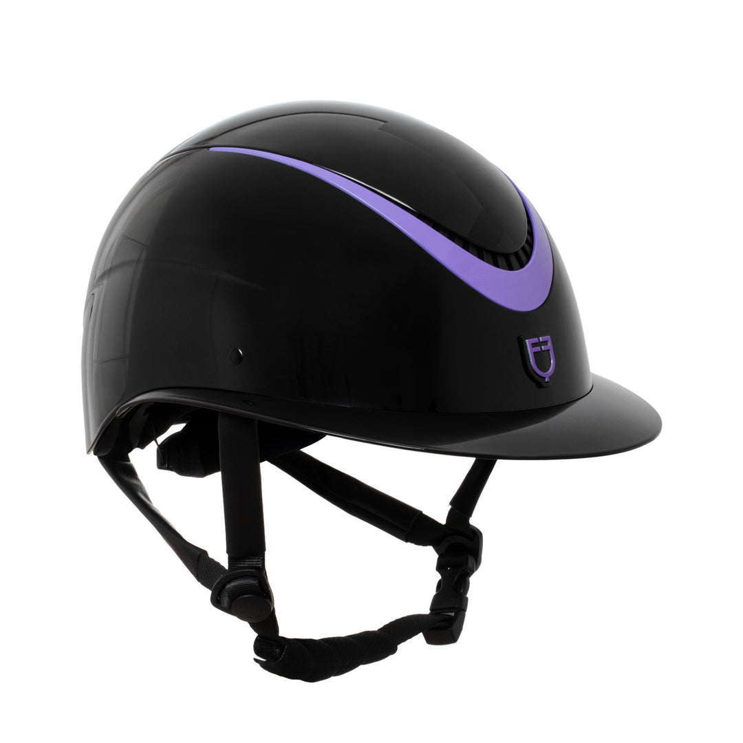 Helmet polished faux leather strap homologati BLACK/VIOLET