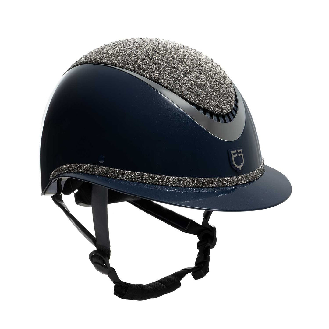 Helmet with wide visor and rhinestones homolo NAVY/SILVER