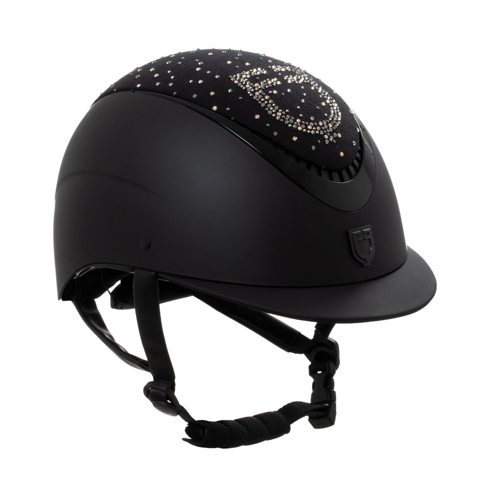 Matt helmet with narrow visor and rhinestone  BLACK/BLACK SHINY