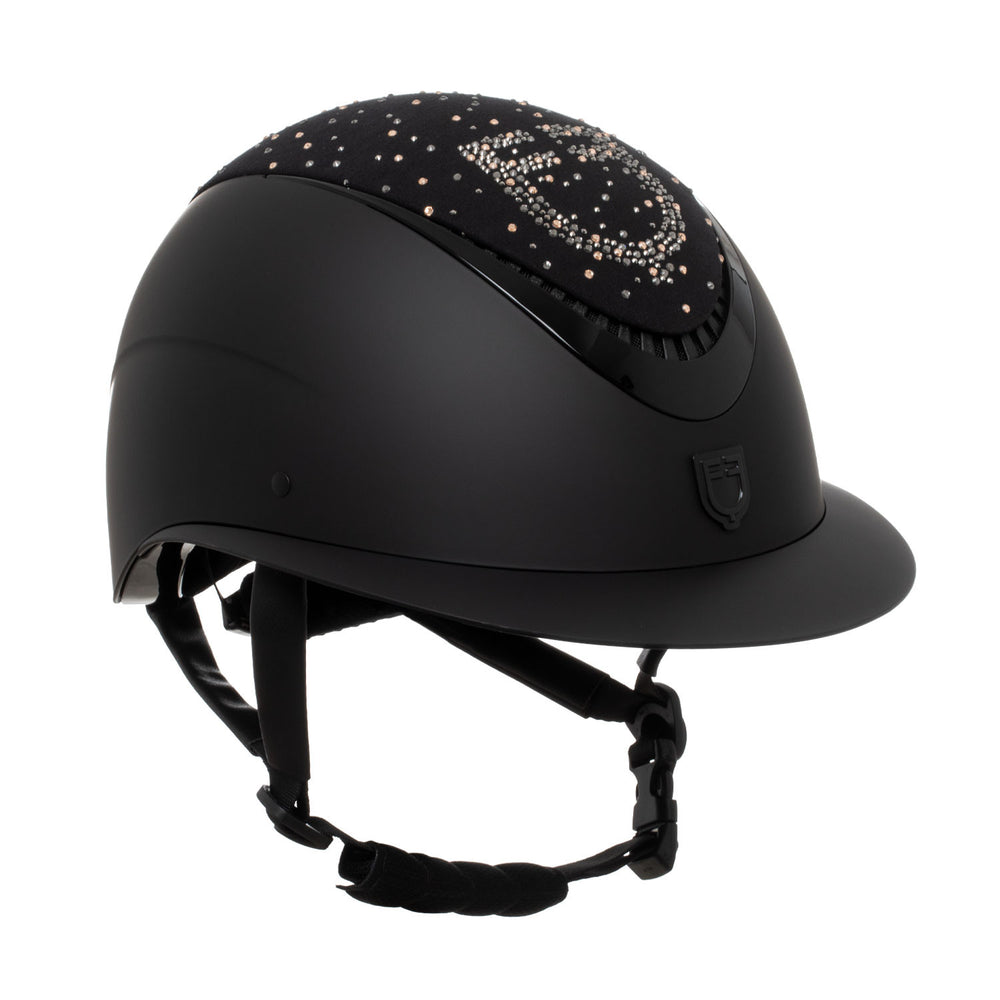 Matt helmet with wide visor and rhinestone lo BLACK/BLACK SHINY