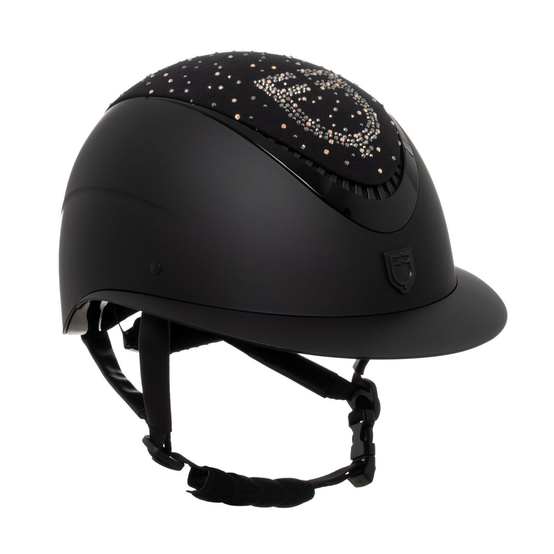 Matt helmet with wide visor and rhinestone lo BLACK/BLACK SHINY