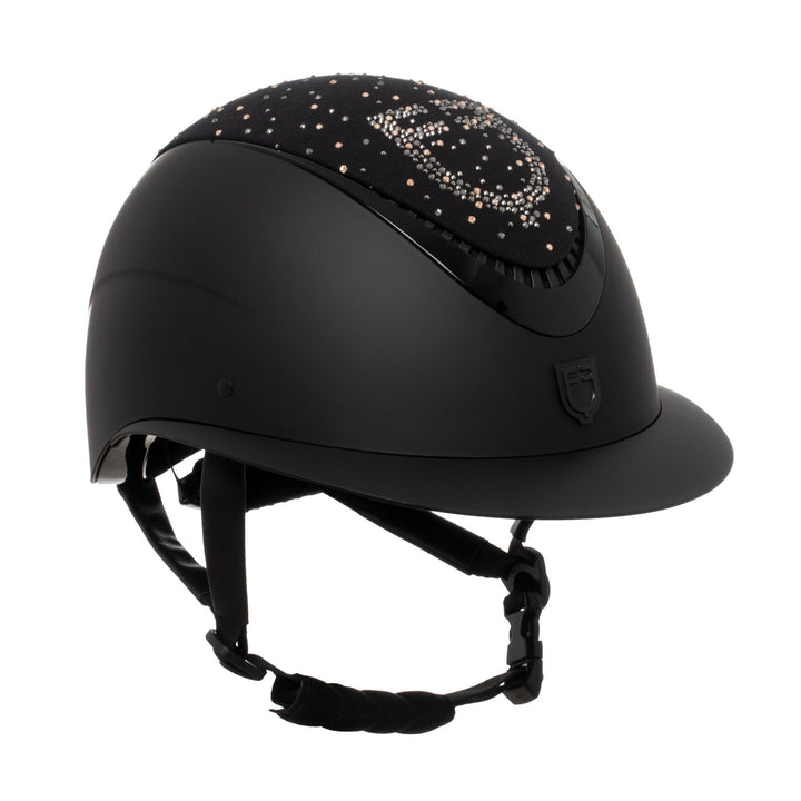 Matt helmet with wide visor and rhinestone lo BLACK/BLACK SHINY