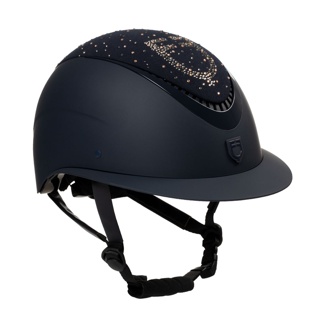 Matt helmet with wide visor and rhinestone lo NAVY/NAVY SHINY