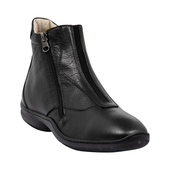 BUFFALO LEATHER SHORT BOOTS CANOVA BLACK