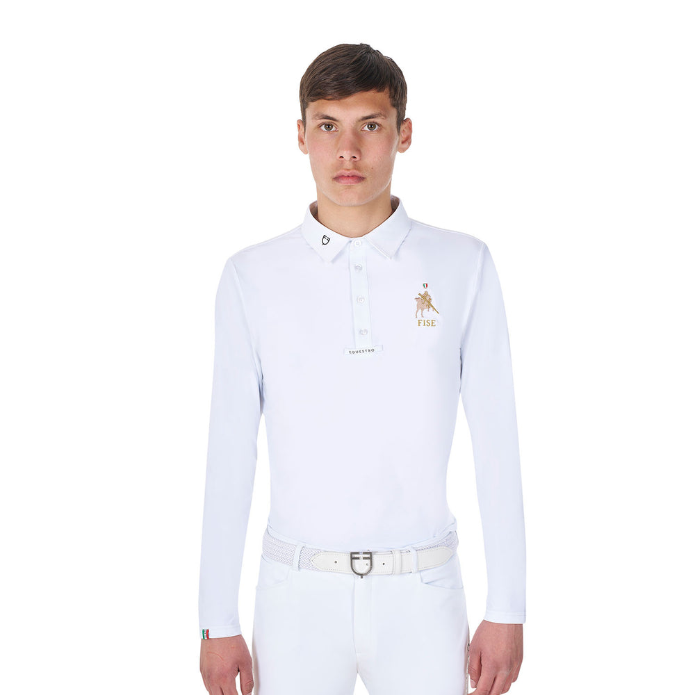 Men's long-sleeved competition polo shirt Equ WHITE