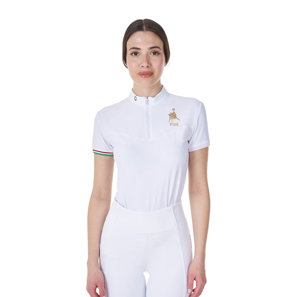 Women's stretch competition polo shirt Equest WHITE