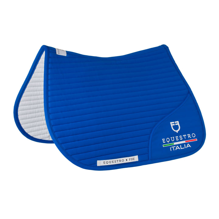 Jumping saddle pad with embroidered logo Eque AZZURRO SAVOIA (19-4150)