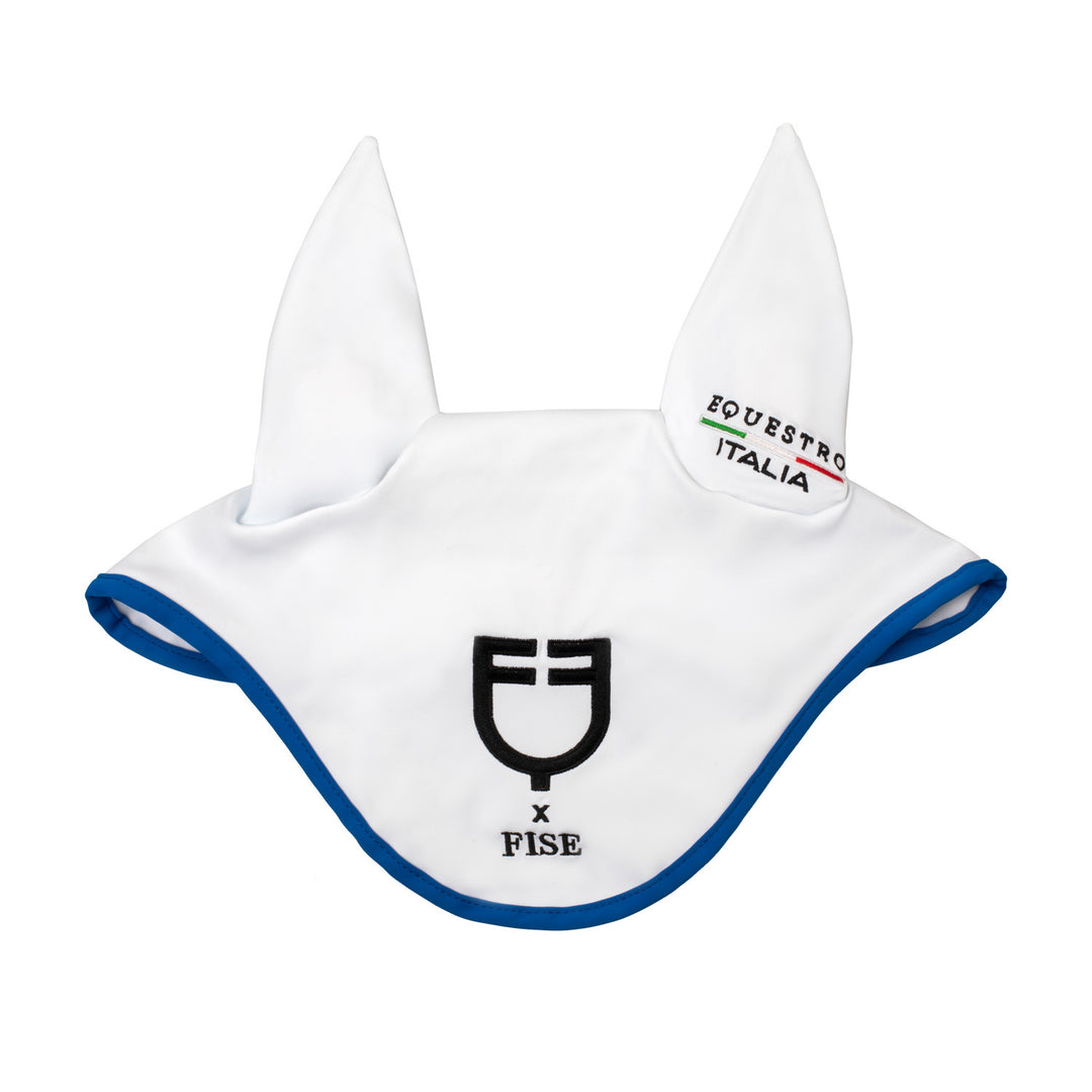 Fly veil in technical fabric Equestro X FISE WHITE/AZZURRO SAVOIA (19-4150)