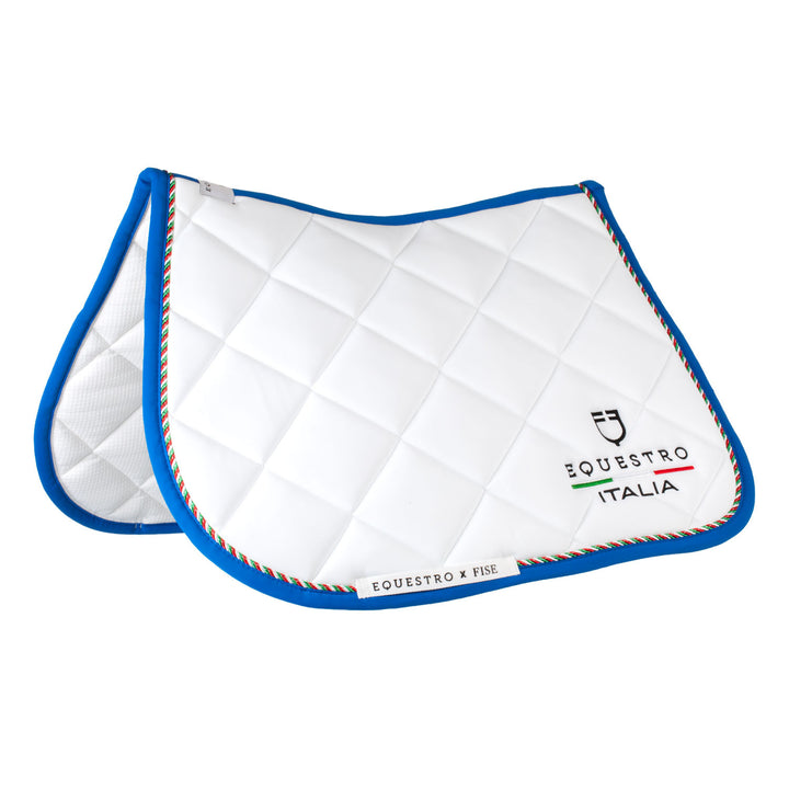 Jumping saddle pad with Italian flag piping E WHITE/AZZURRO SAVOIA (19-4150)