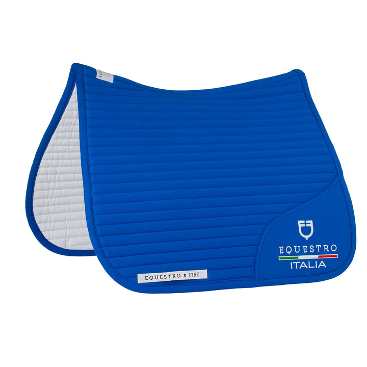 Dressage saddle pad with embroidered logo Equestro X FISE