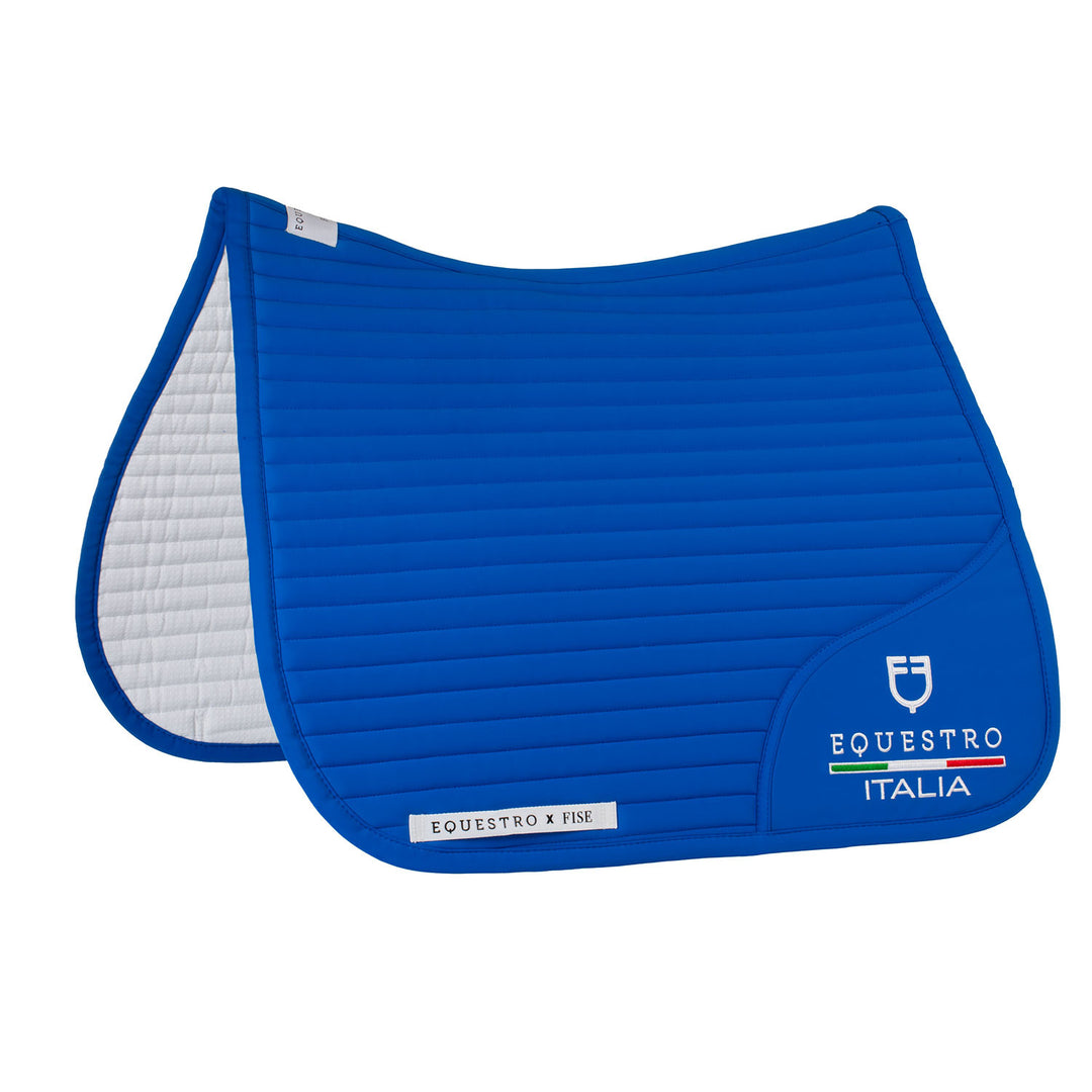 Dressage saddle pad with embroidered logo Equ AZZURRO SAVOIA (19-4150)