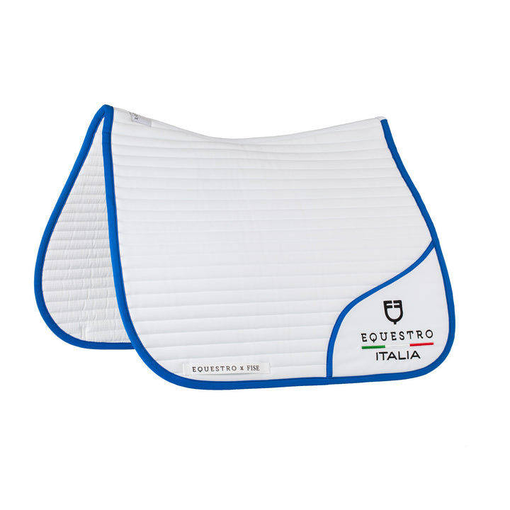 Dressage saddle pad with embroidered logo Equ WHITE/AZZURRO SAVOIA (19-4150)