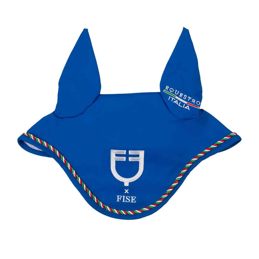 Fly veil with Italian flag piping Equestro X  AZZURRO SAVOIA (19-4150)