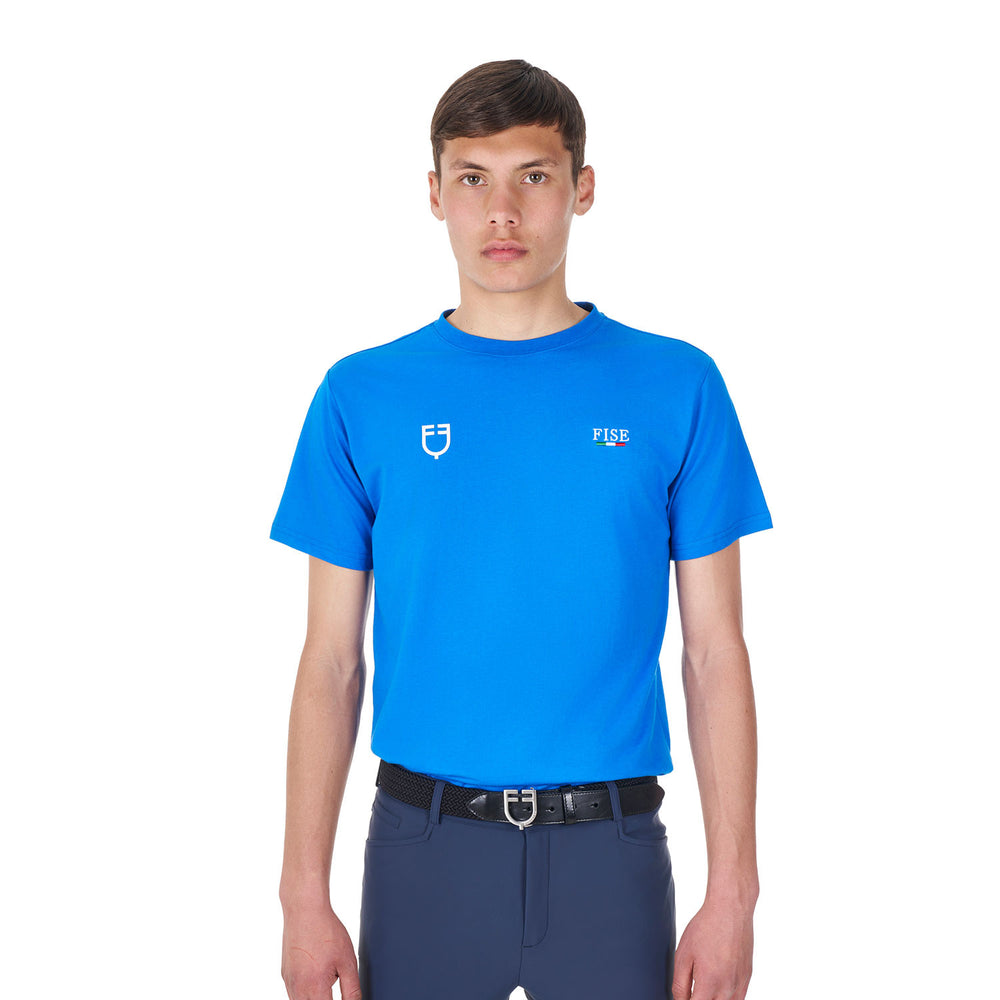 Men's slim fit T-shirt Equestro X FISE AZZURRO SAVOIA (19-4150)