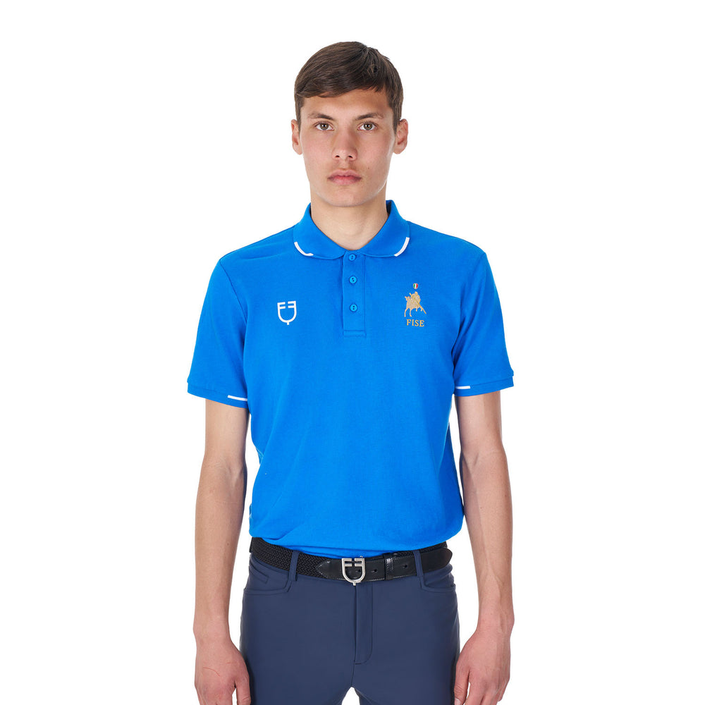 Men's three-button training polo shirt Equest AZZURRO SAVOIA (19-4150)