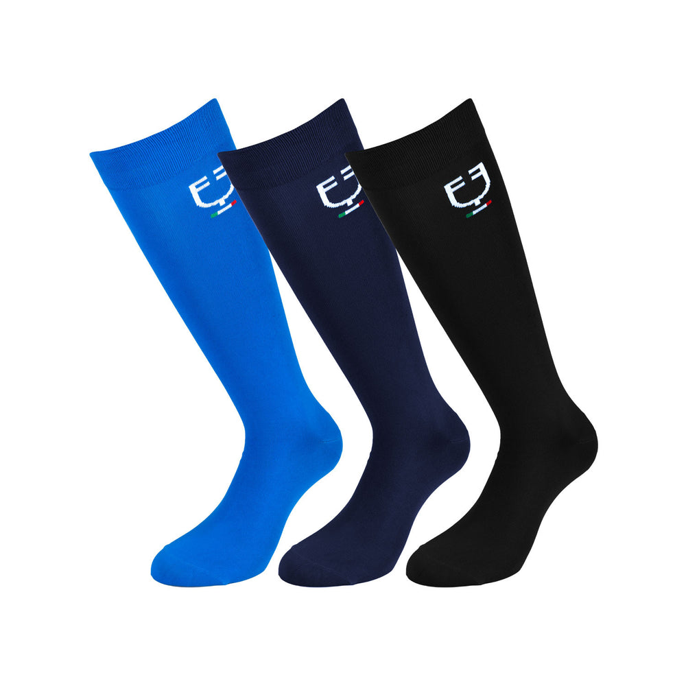 Three pcs set technical socks Equestro X FISE BLACK/NAVY/AZZURRO SAVOIA (19-4150)