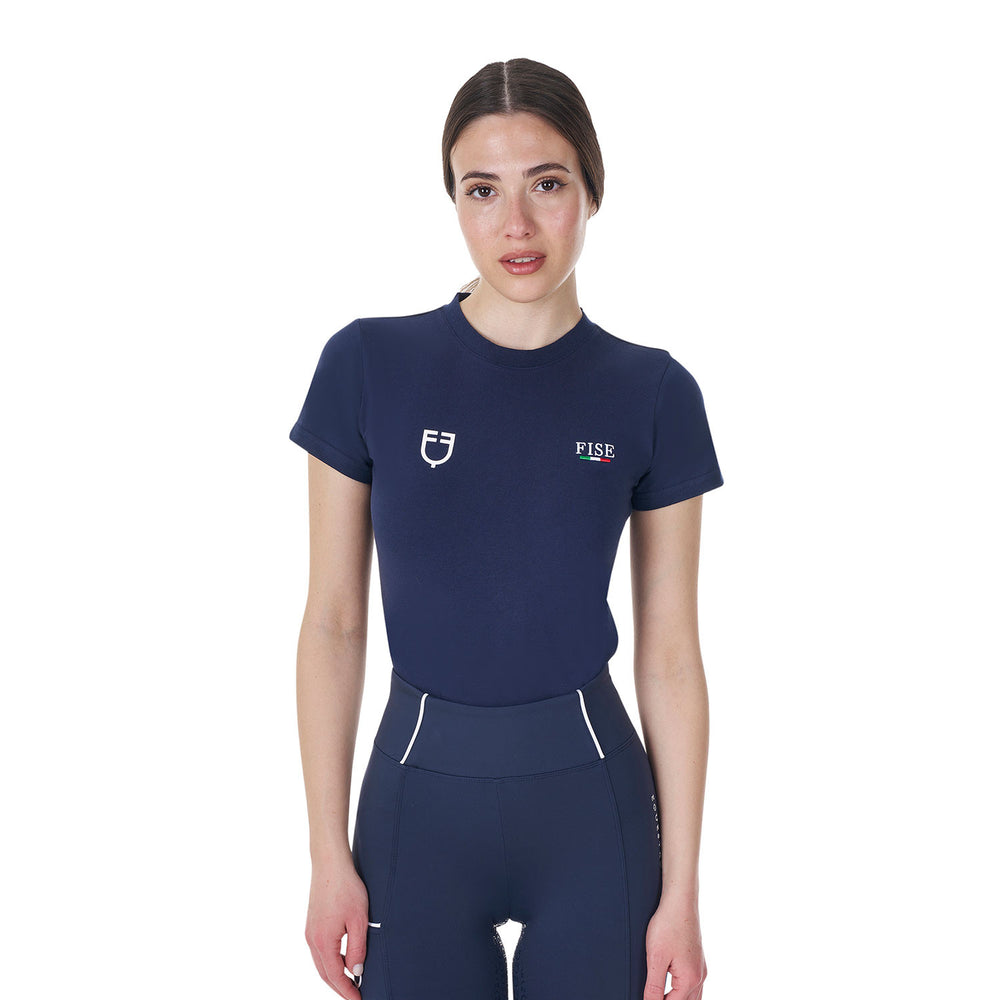 Women's slim fit T-shirt Equestro X FISE NAVY BLAZER (19-3923)