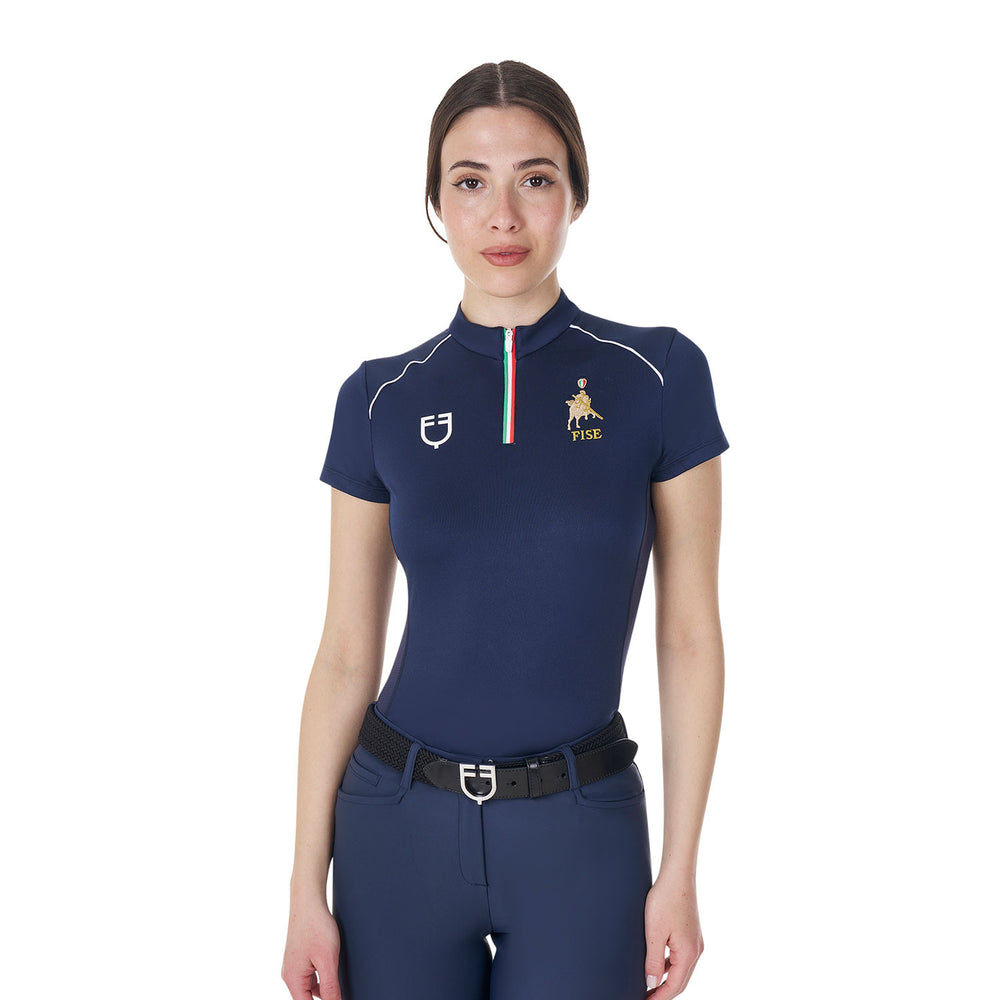 Women's training polo shirt with Italian flag NAVY BLAZER (19-3923)