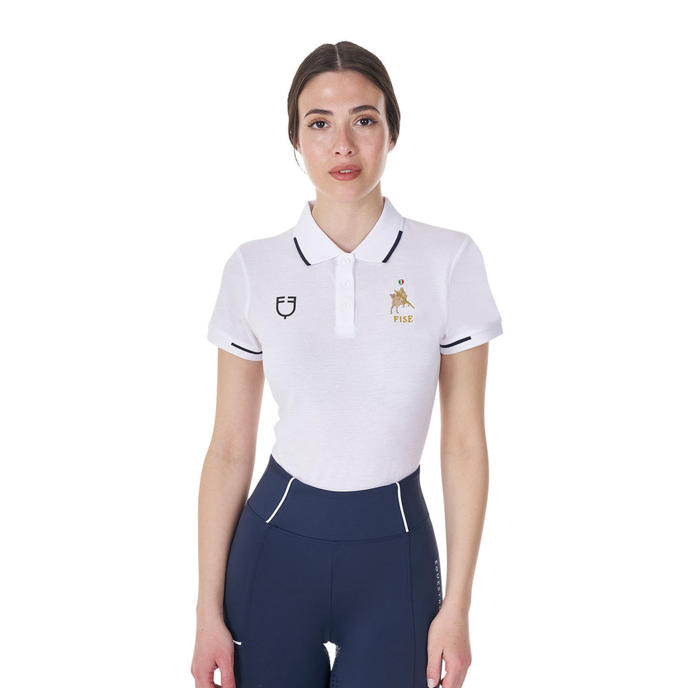 Women's three-button training polo shirt Eque WHITE