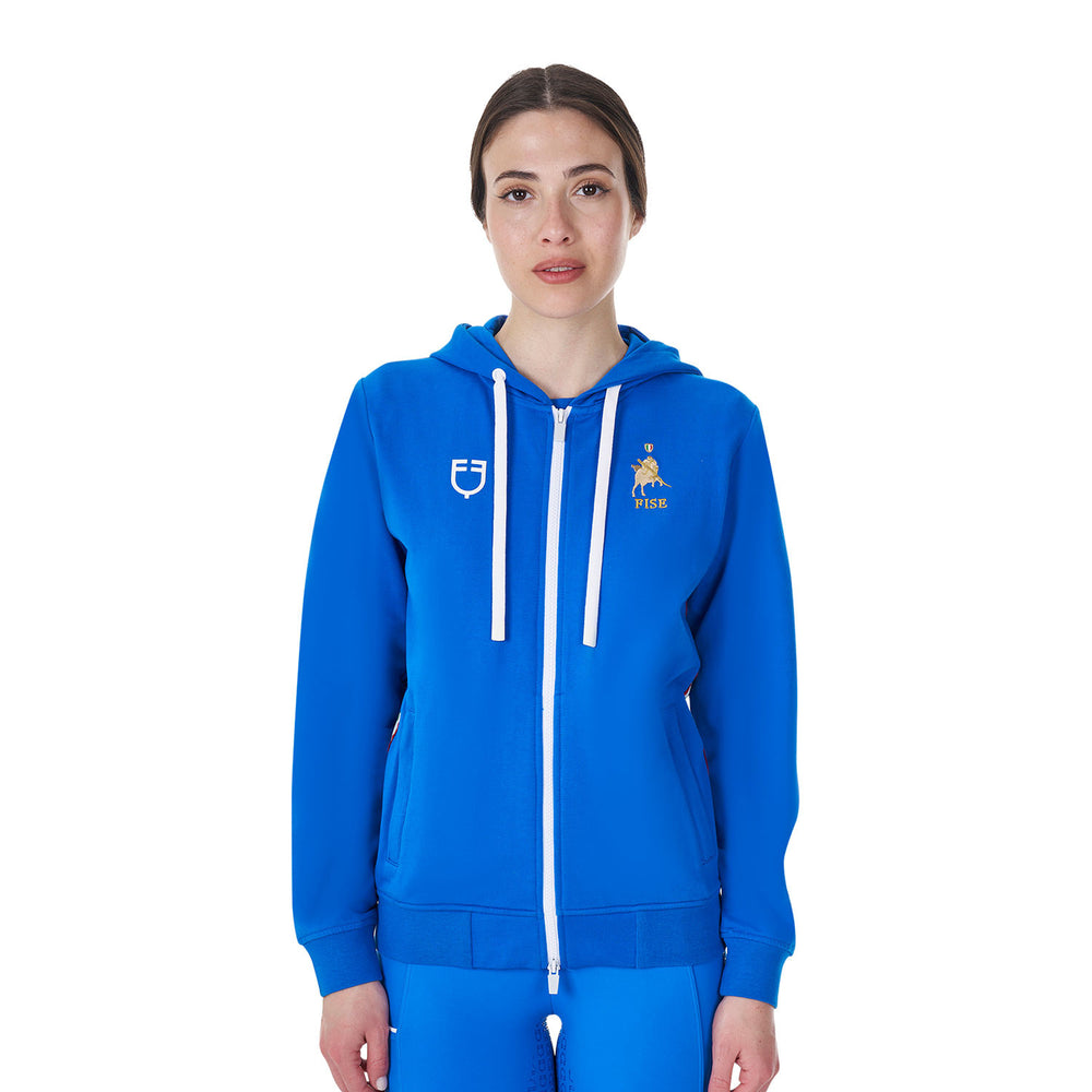 Women's fleece hoodie Equestro X FISE AZZURRO SAVOIA (19-4150)