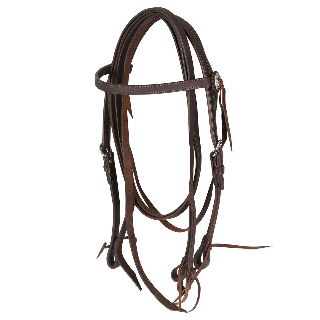 STRAIGHT BRIDLE LEATHER FAT W/REINS BROWN