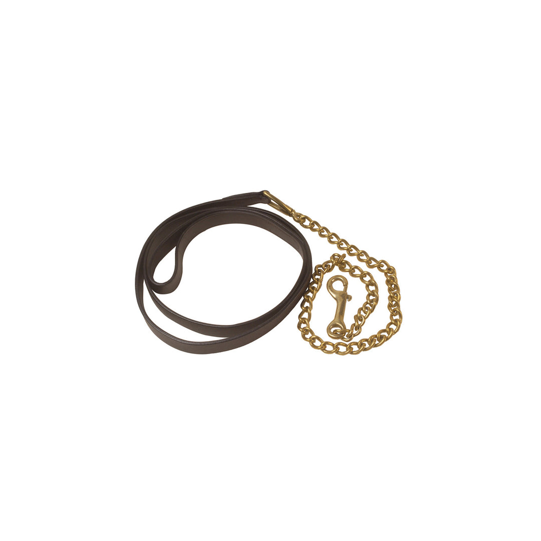 LEATHER LEAD WITH CHAIN BROWN/GOLD