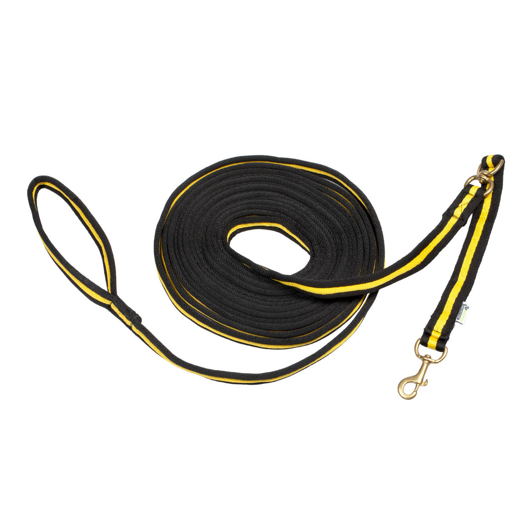 PADDED NYLON LUNGE REIN BLACK/YELLOW