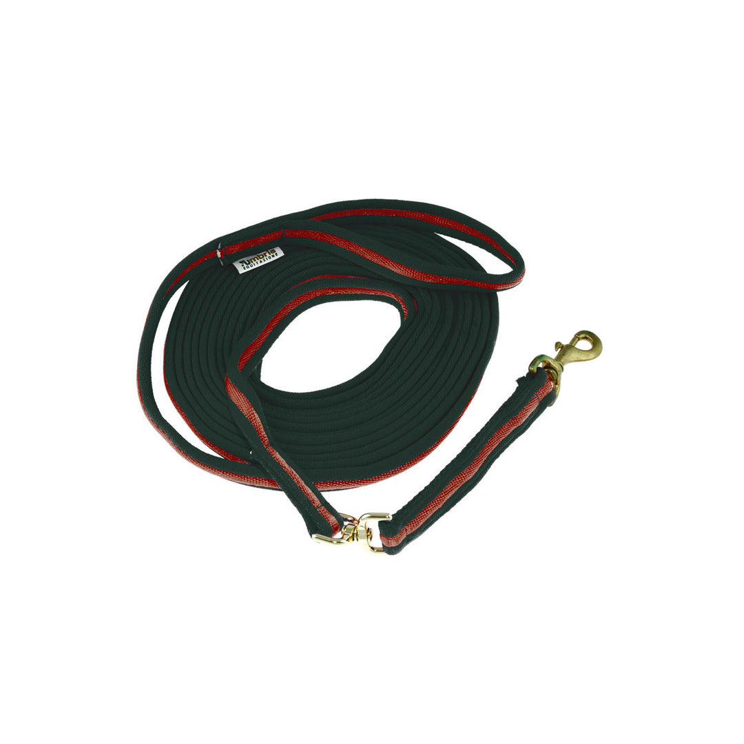 PADDED NYLON LUNGE REIN GREEN/BURGUNDY