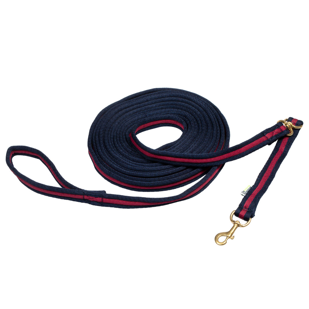PADDED NYLON LUNGE REIN NAVY/BURGUNDY