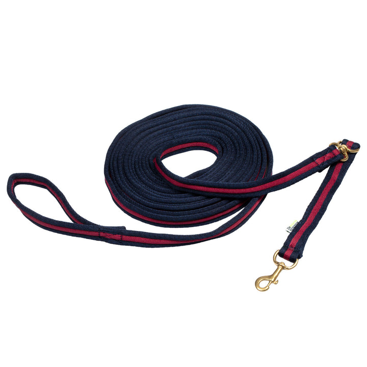 PADDED NYLON LUNGE REIN NAVY/BURGUNDY