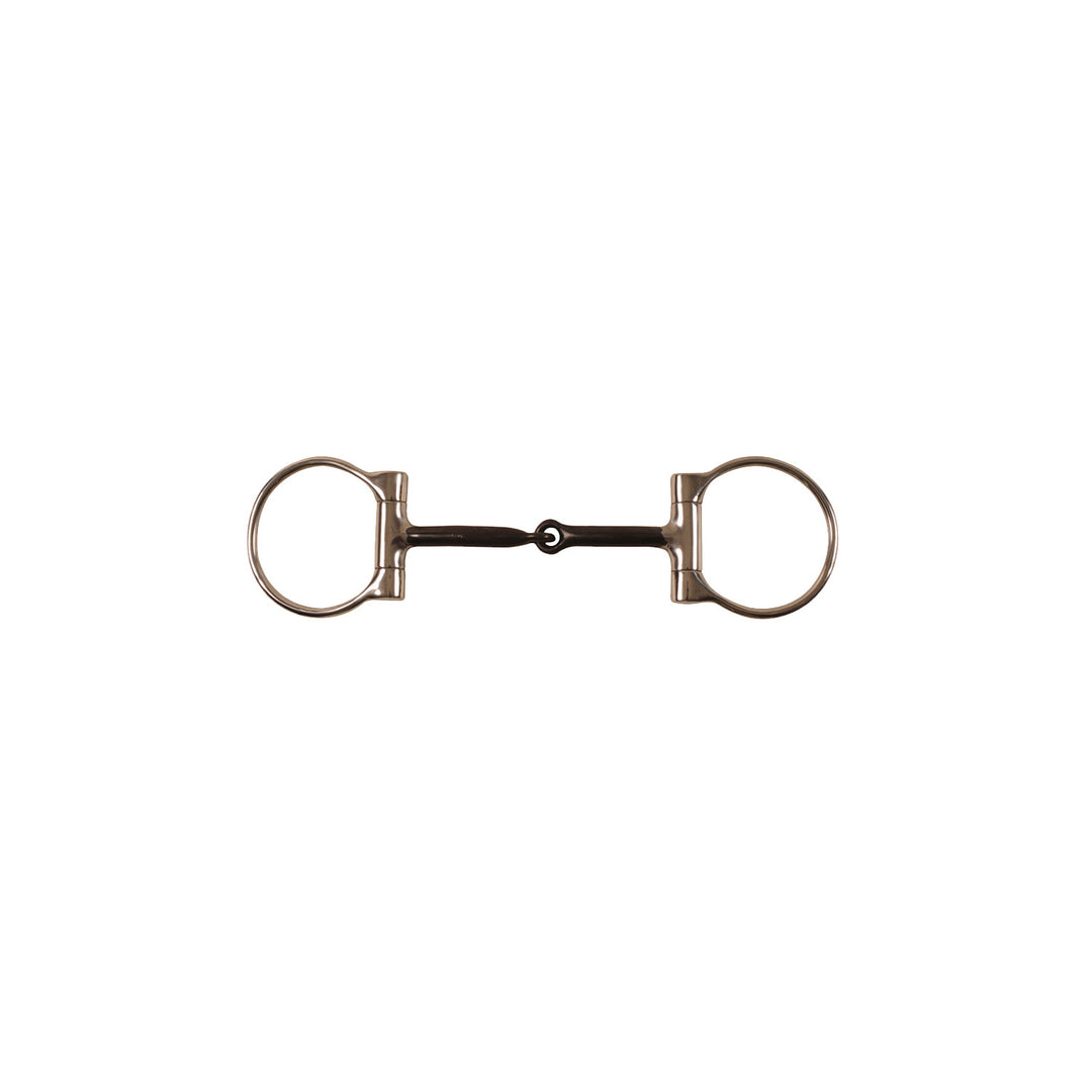 Stainless steel D-snaffle bit with black mouthpiece