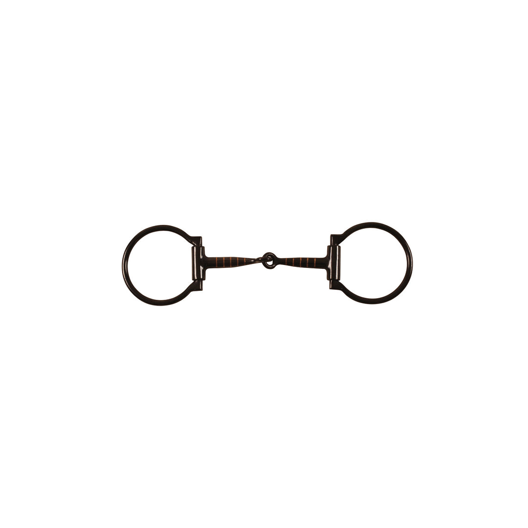 Jointed D-snaffle bit in black iron