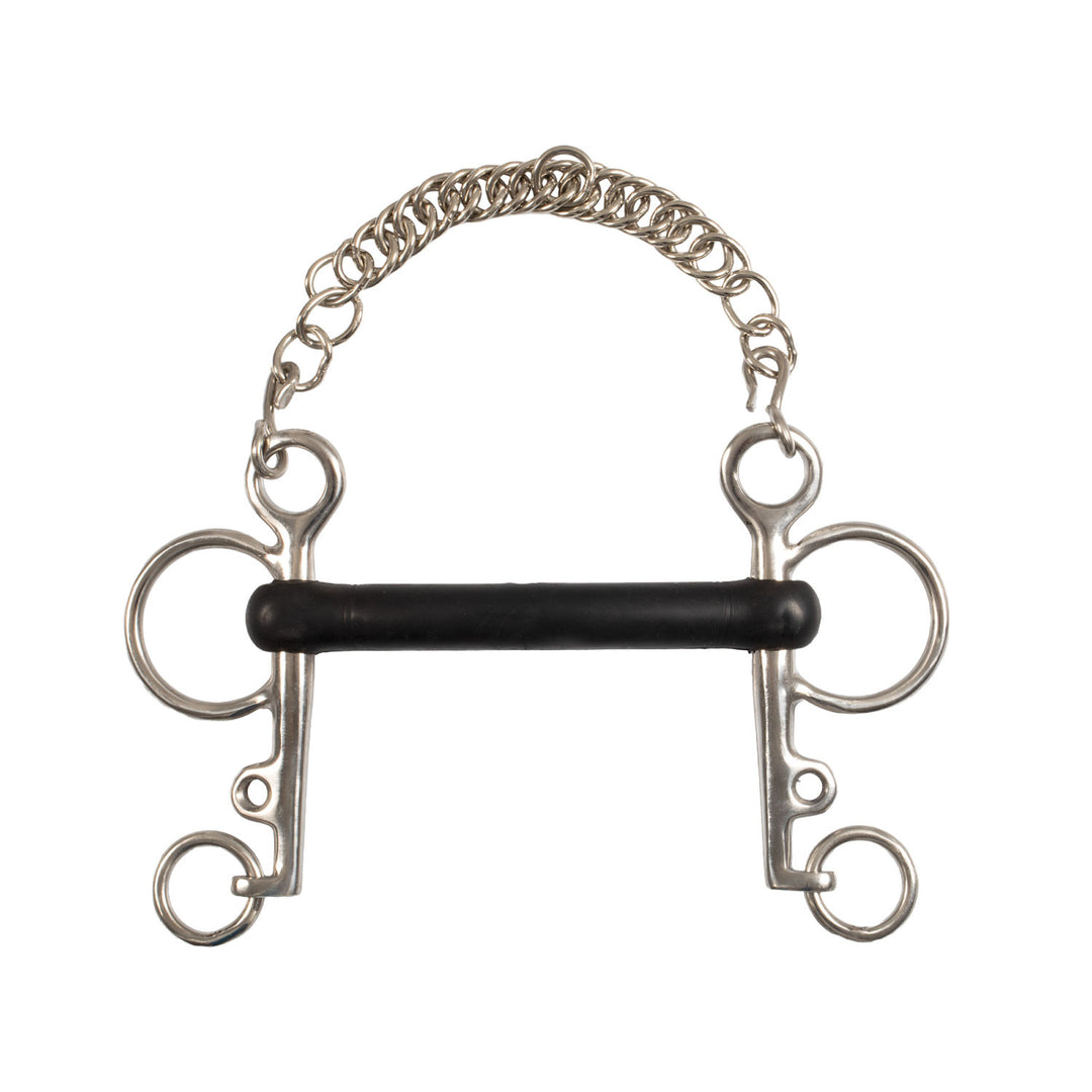 HARD RUBBER PELHAM BIT WITH SHORT CHEEKS