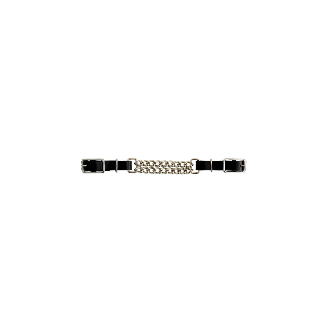 LEATHER CURB DOUBLE CHAIN BLACK