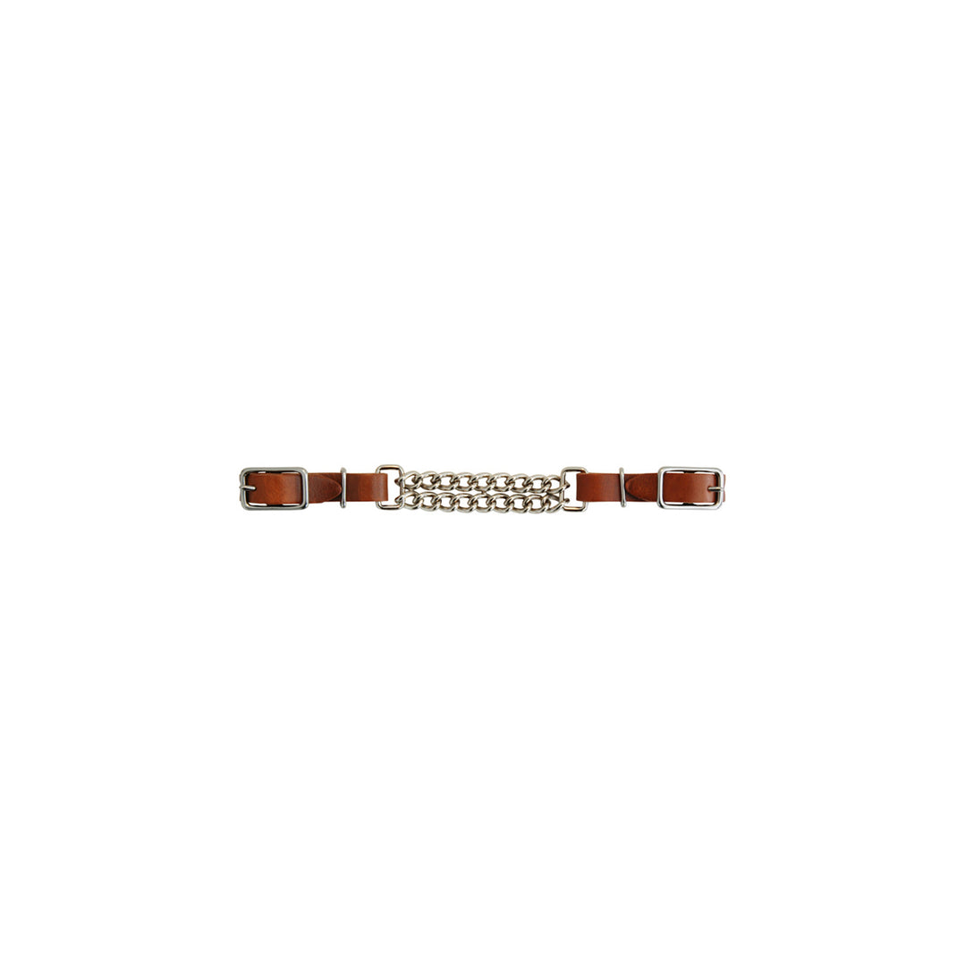 LEATHER CURB DOUBLE CHAIN BROWN