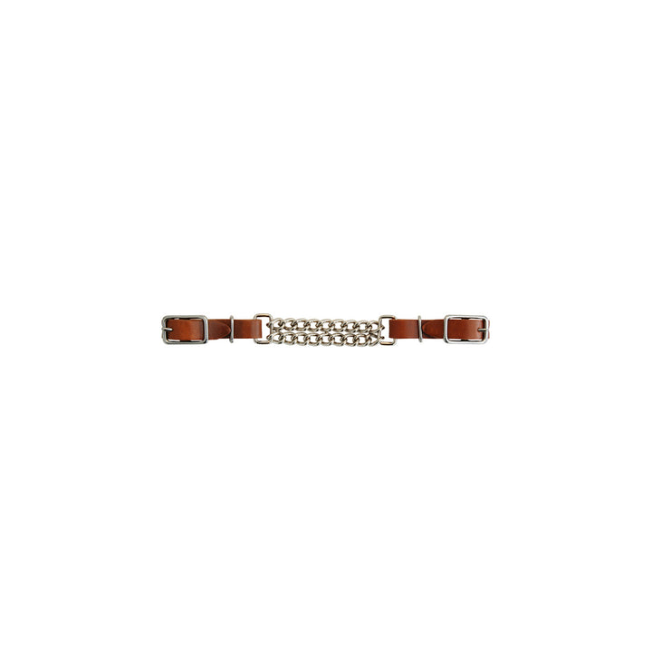 LEATHER CURB DOUBLE CHAIN BROWN