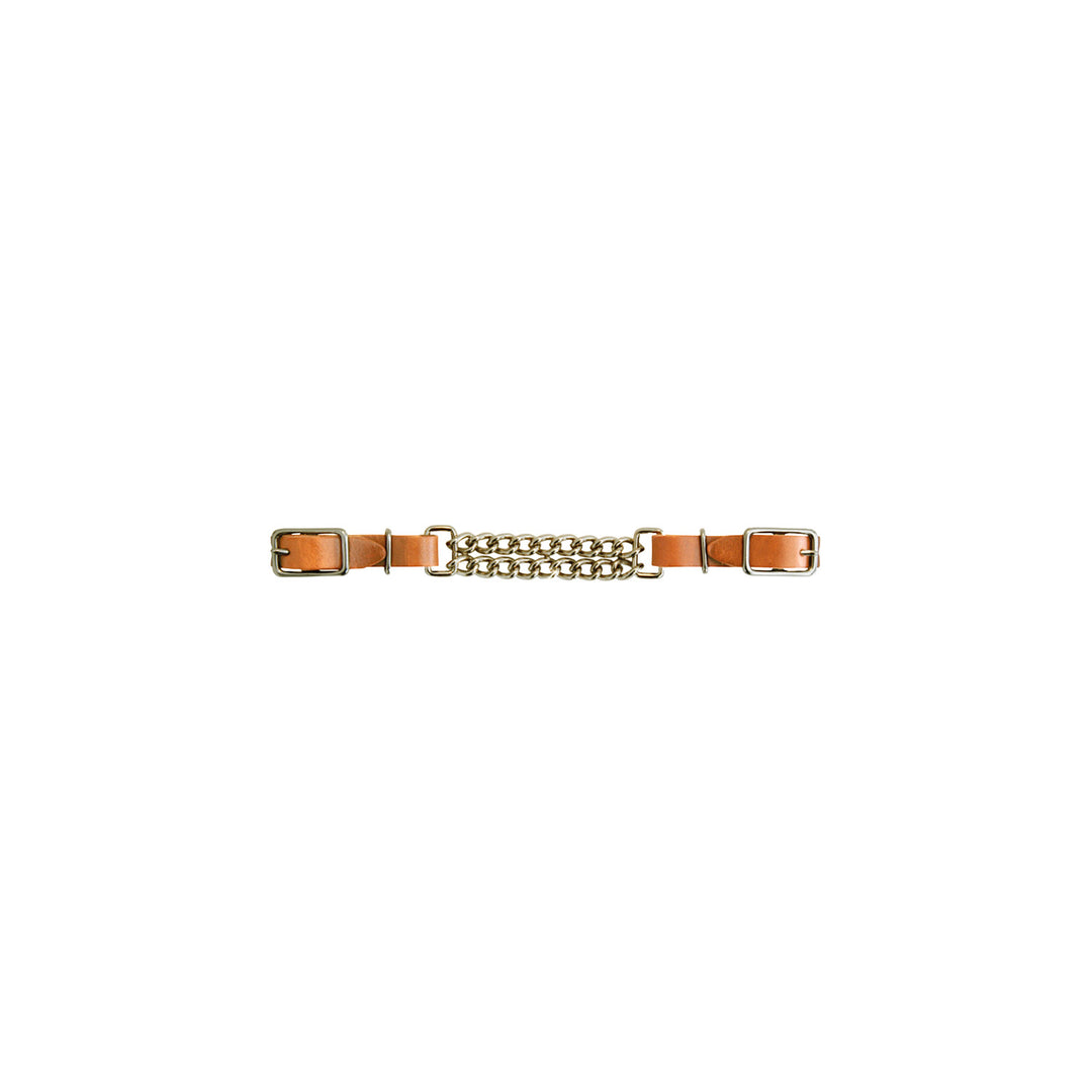 LEATHER CURB DOUBLE CHAIN NATURAL